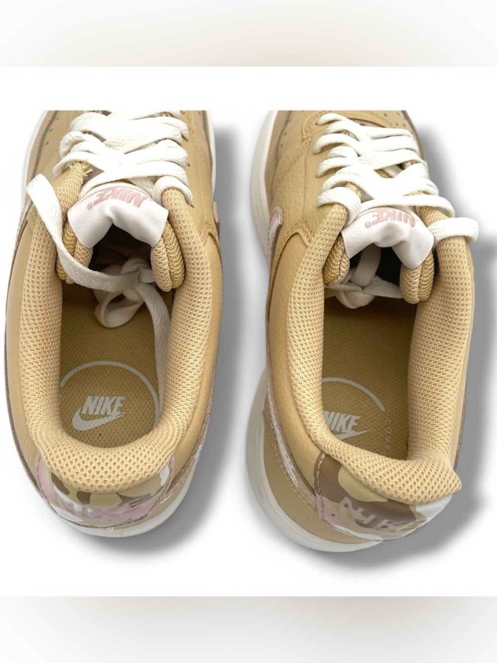 Nike Court Vision Low Beige Camo Swoosh Women’s 8.5 Sneakers - Picture 7 of 10